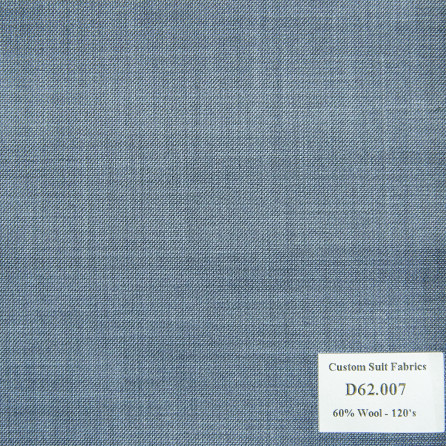 D62.007 Kevinlli V4 - Vải Suit 60% Wool - Xanh Dương Trơn